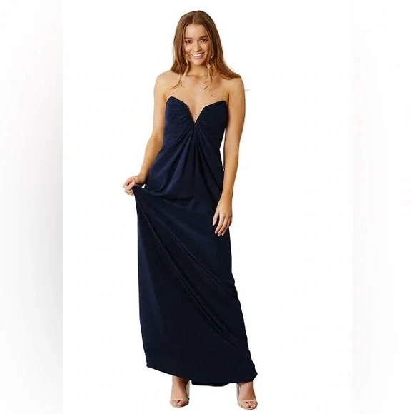 Zimmermann Silk Twist Strapless Gown Maxi navy - Picture 1 of 8